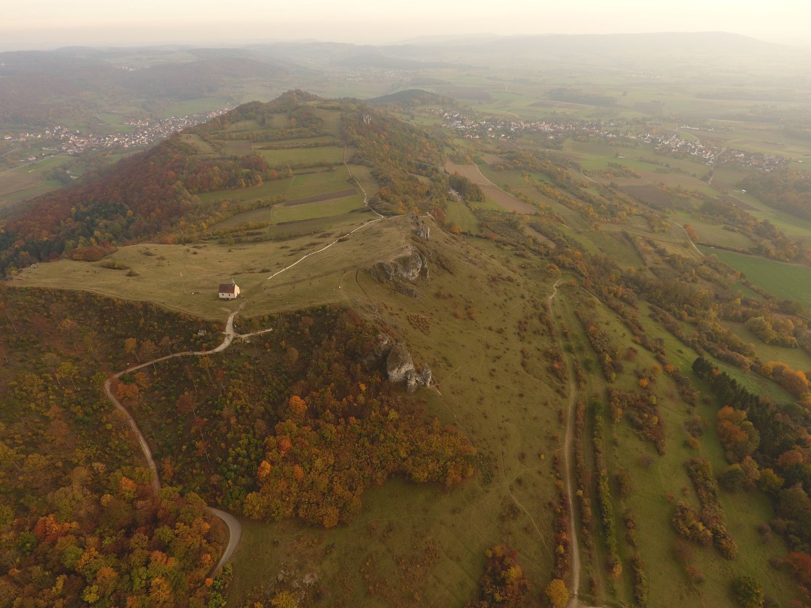 Ridge of the Walberla in autumn, from the air