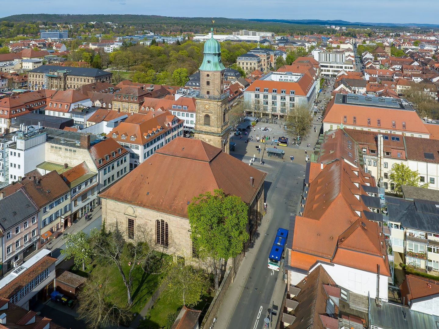 Huguenot Church and Hugenottenplatz from above