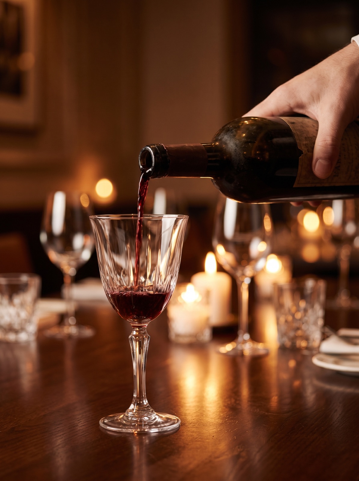 Rotwein wird eingeschenkt