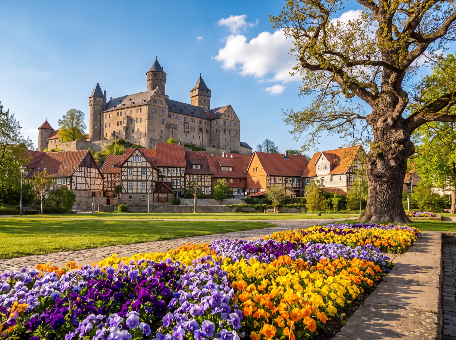 Musterschloss mit Blumenpark